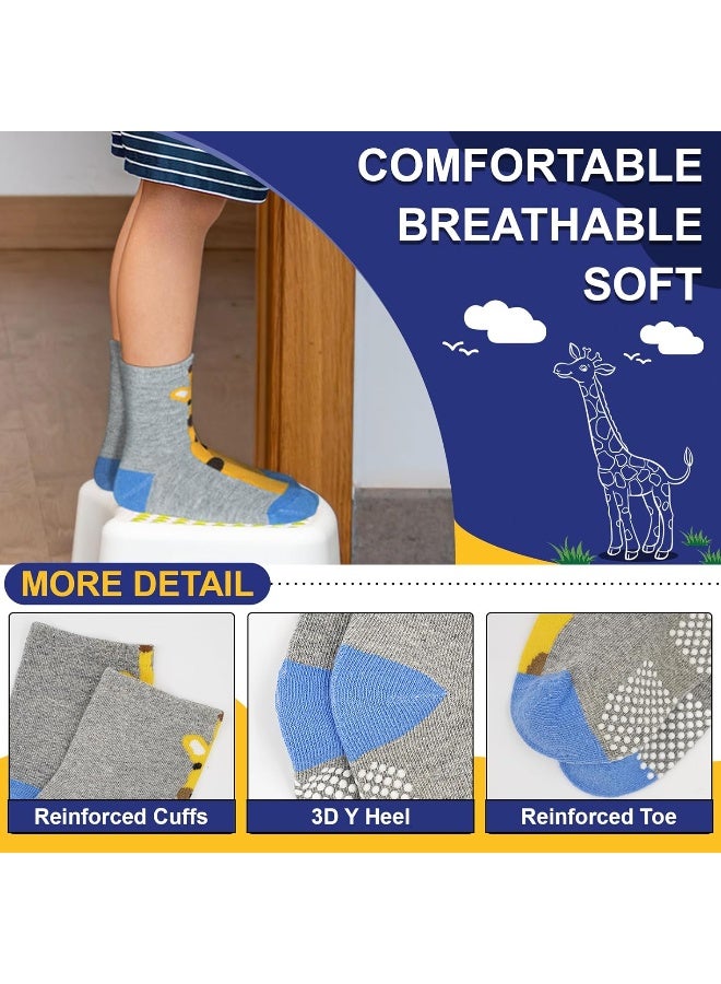HYCLES HYCLES Toddler Non-Skid Grips Socks 12 Pairs Baby Kids Sticky Slipper Cotton Crew Socks 1-3/3-5/5-7T Children/Boy/Girl - Image 5