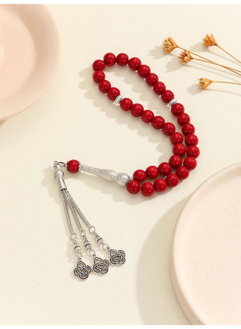 NIBEMINENT 33 Muslim Prayer Beads Red/10mm 