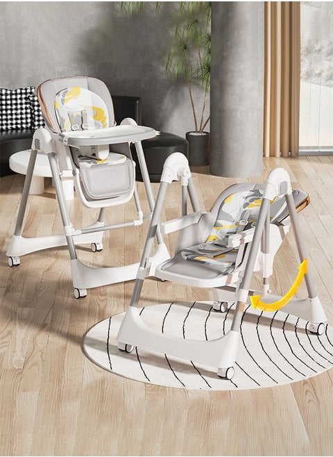 Multi-Functional Baby Rocker & High Chair with 5-Level Adjustment - Foldable, Food-Grade PP,  Portable Design for Home & Travel