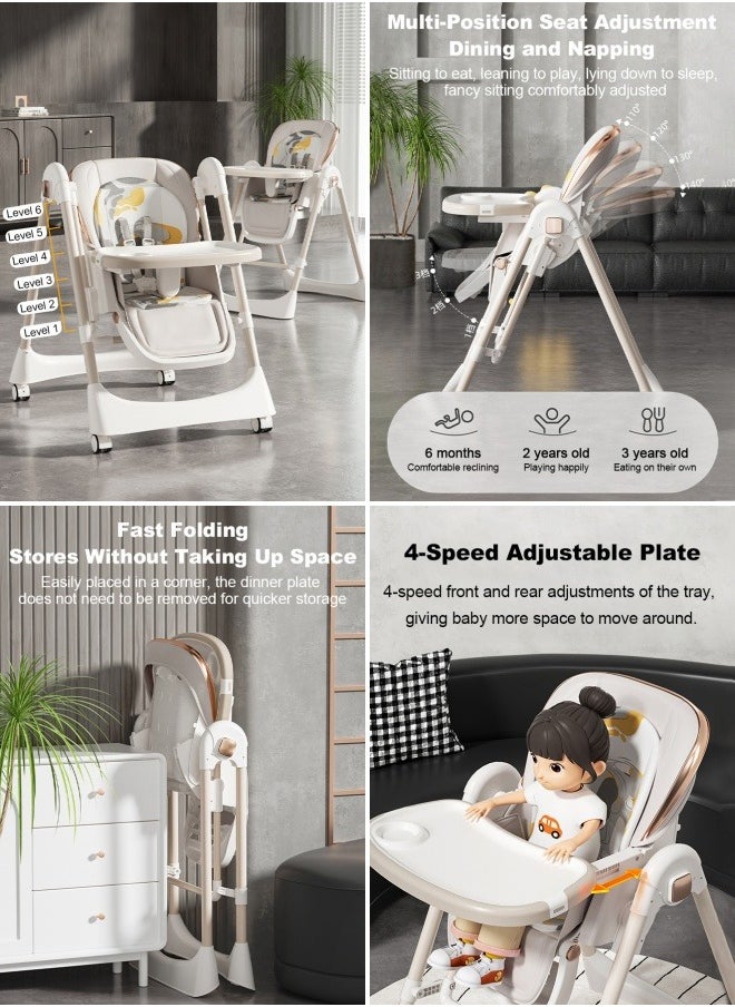 Multi-Functional Baby Rocker & High Chair with 5-Level Adjustment - Foldable, Food-Grade PP,  Portable Design for Home & Travel