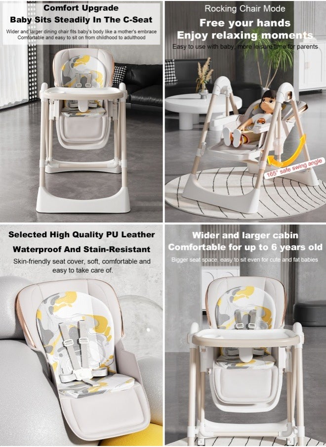 Multi-Functional Baby Rocker & High Chair with 5-Level Adjustment - Foldable, Food-Grade PP,  Portable Design for Home & Travel