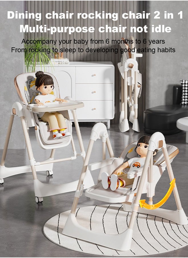 Multi-Functional Baby Rocker & High Chair with 5-Level Adjustment - Foldable, Food-Grade PP,  Portable Design for Home & Travel