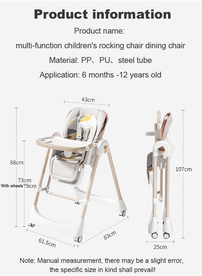 Multi-Functional Baby Rocker & High Chair with 5-Level Adjustment - Foldable, Food-Grade PP,  Portable Design for Home & Travel
