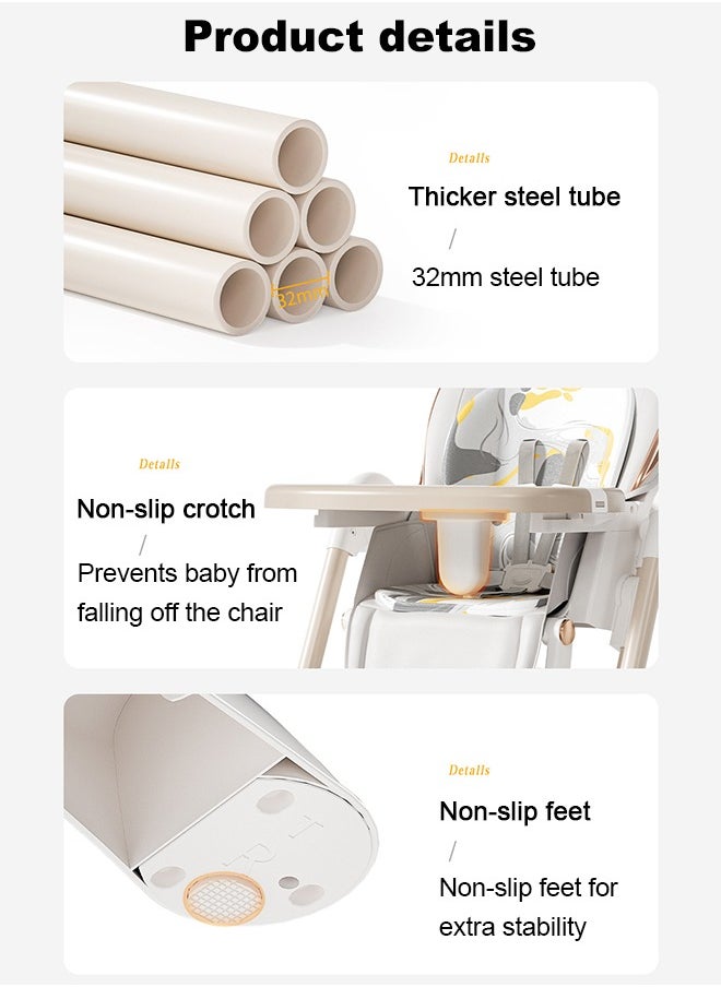 Multi-Functional Baby Rocker & High Chair with 5-Level Adjustment - Foldable, Food-Grade PP,  Portable Design for Home & Travel