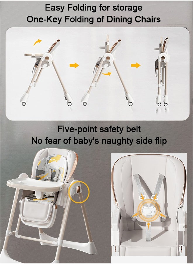 Multi-Functional Baby Rocker & High Chair with 5-Level Adjustment - Foldable, Food-Grade PP,  Portable Design for Home & Travel