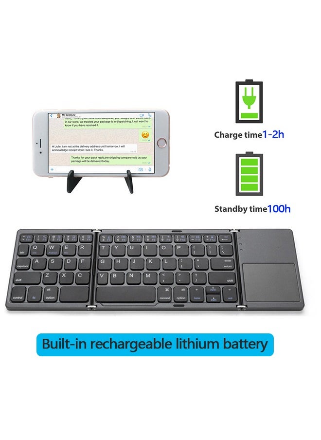 Generic Foldable Bluetooth Keyboard with Touchpad, Rechargeable Ultra Slim Mini Pocket Folding Keyboard, Wireless Portable Keyboard Compatible With Android, iOS, Windows System, Mobilephone, Tablet, Laptop Device  - Image 4