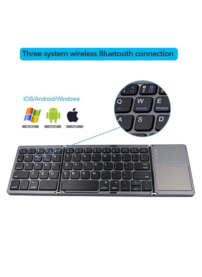 Generic Foldable Bluetooth Keyboard with Touchpad, Rechargeable Ultra Slim Mini Pocket Folding Keyboard, Wireless Portable Keyboard Compatible With Android, iOS, Windows System, Mobilephone, Tablet, Laptop Device  - Image 3