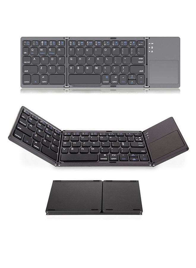 Generic Foldable Bluetooth Keyboard with Touchpad, Rechargeable Ultra Slim Mini Pocket Folding Keyboard, Wireless Portable Keyboard Compatible With Android, iOS, Windows System, Mobilephone, Tablet, Laptop Device  - Image 1