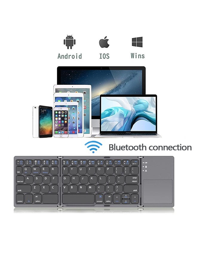 Generic Foldable Bluetooth Keyboard with Touchpad, Rechargeable Ultra Slim Mini Pocket Folding Keyboard, Wireless Portable Keyboard Compatible With Android, iOS, Windows System, Mobilephone, Tablet, Laptop Device  - Image 2