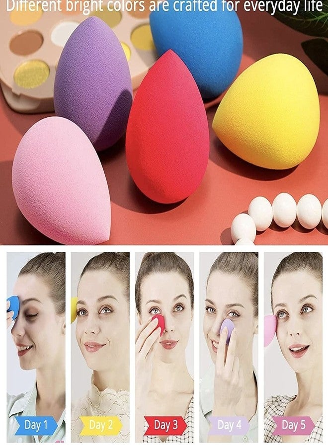 TopFinder® 5in1 Makeup Sponge Kit Blender Set Beauty Best Puff Foundation Blending Flawless for Liquid Cream and Face Powder Brush Multi-colored Makeup Sponges Professional Pack For Women girls - Image 5