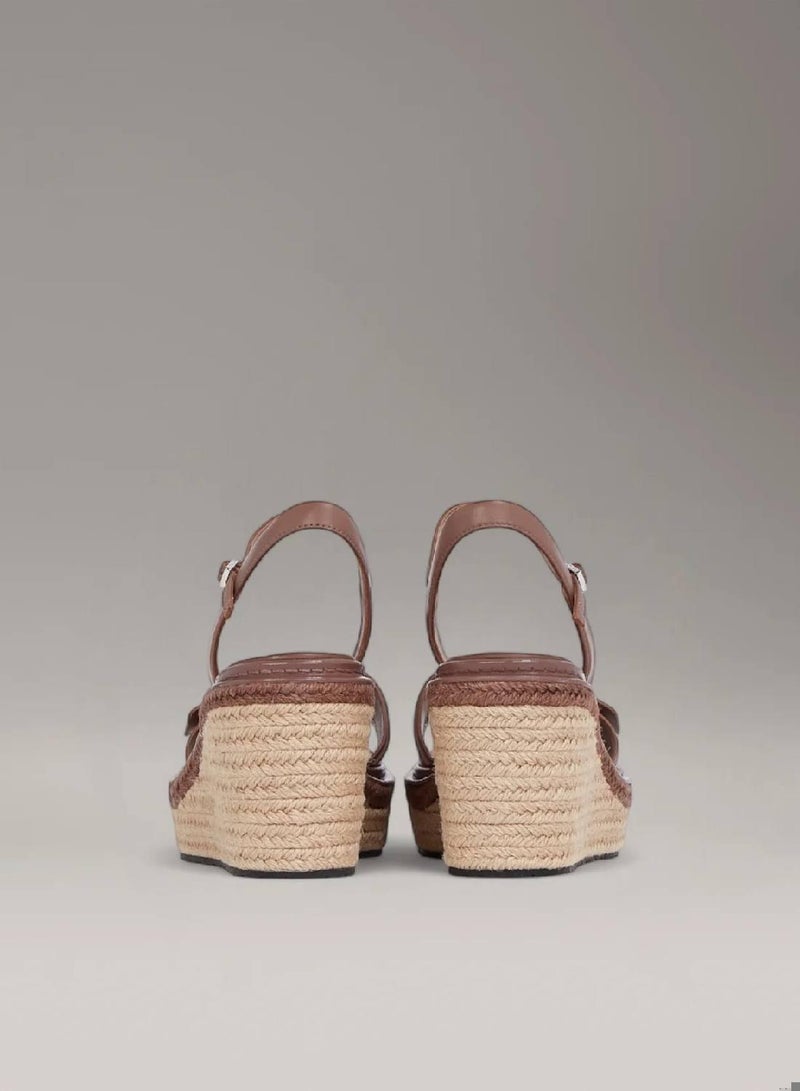 CALVIN KLEIN Leather Wedge Sandals - Image 4