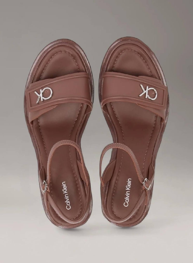 CALVIN KLEIN Leather Wedge Sandals - Image 3