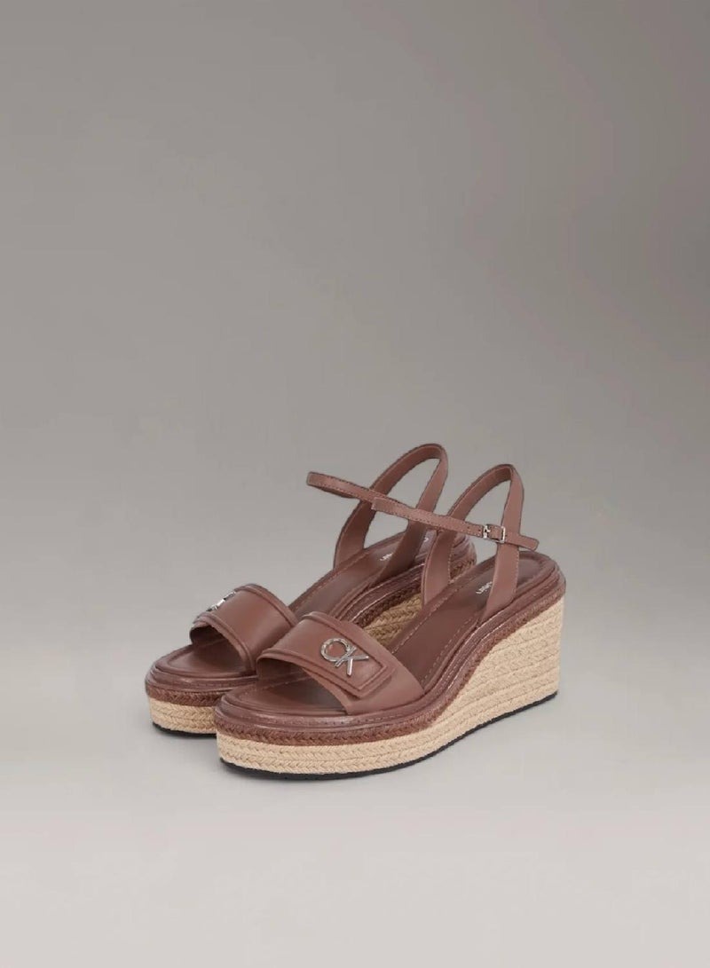 CALVIN KLEIN Leather Wedge Sandals - Image 2