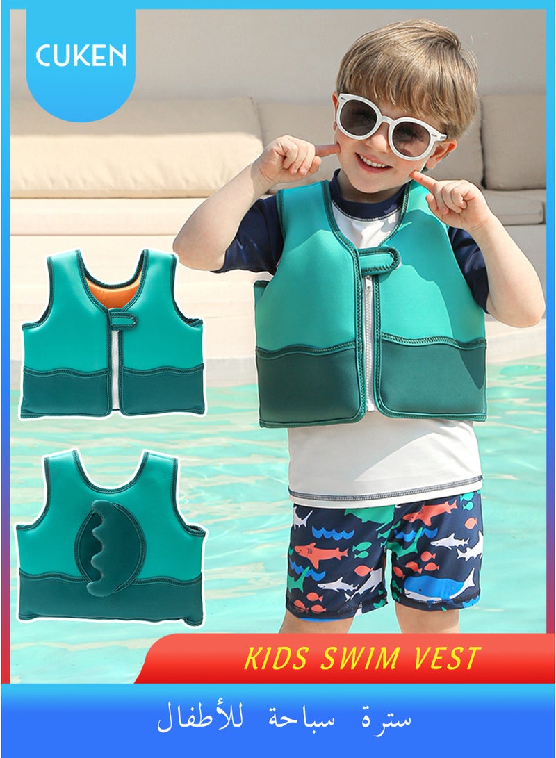 Cuken Kids Swimming Vest Adjustable Buoyancy Float Jacket, Swimming Training Aid Children Buoyancy Aid Swim Assistance, Green - Image 1