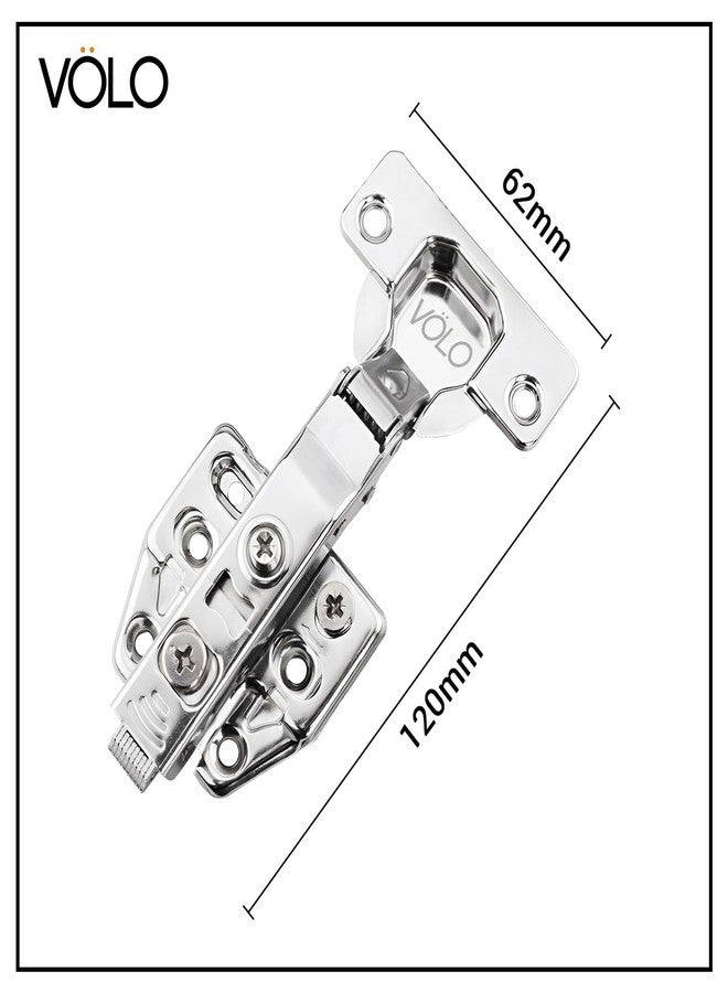 VOLO Cabinet Hinges, Set of 1 (2 Pieces) for Furniture, Wardrobes, Doors, and Storage Units | (3D Soft Close (Stainless Steel), 0 Crank | Full Overlay) - Image 2