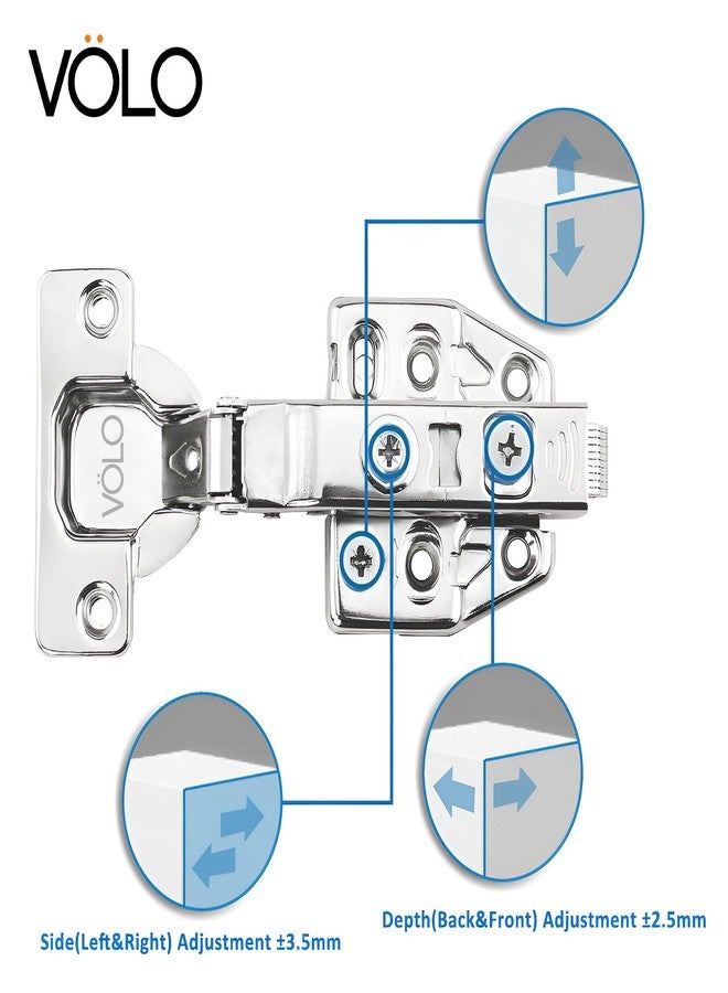 VOLO Cabinet Hinges, Set of 1 (2 Pieces) for Furniture, Wardrobes, Doors, and Storage Units | (3D Soft Close (Stainless Steel), 0 Crank | Full Overlay) - Image 4