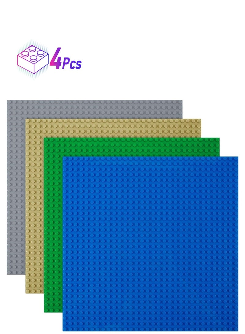ألواح قاعدة كلاسيكية، 4 عبوة مربعة 32x32، ألواح قاعدة بناء كبيرة 10"×10"، متوافقة 100% مع جميع العلامات التجارية الكبرى، مجموعة لوحات البناء والعرض - Image 1