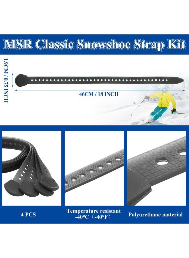 Vincreem 4 Pack 18" Classic Snowshoe Strap Kit Black Multipurpose Skiing Boot Wraps Ties Adjustable Snowshoes Replacement Straps for Women Men Snowshoe Bindings Skiing - Image 2