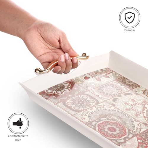 Nayasa Regency Plastic Rectangular Serving Tray Set of 3 (Small, Medium, Big) | Kitchen Tray for Serving Tea, Coffee, Snacks | Multi Purpose Serveware | Beige - Image 2