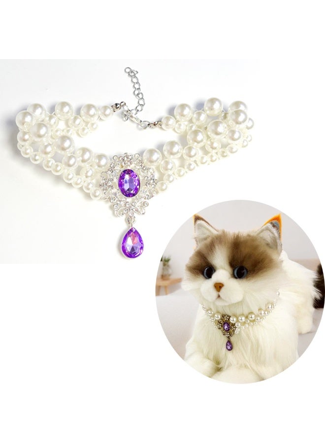 Innoshine Pet Pearl Necklace for cats and small dogs  Adjustable  Pets Collar perfect For Kitten and puppies Gemstone Crystal  Diamond Jewelry Necklace for pets Wedding & Party - Image 1