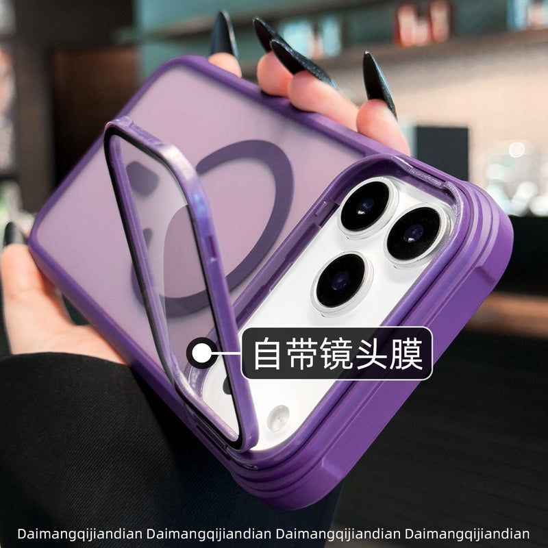 غطاء MagSafe بAcrylic لـ iPhone 13 مع مغناطيس قوي وحماية من السقوط مع مقاوم للصدمات مع حامل قائم مع ملمس ناعم باللون بنفسجي مغناطيسي بوظيفة حامل من الأكريليك للاستخدام اليومي - Image 1