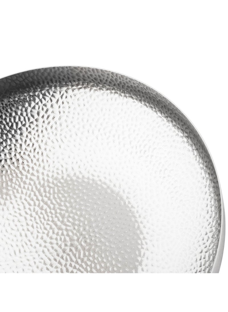 اباريك الصفا صينية أو طبق دائري فضي اللون بتصميم أنيق ومزخرف - Image 2