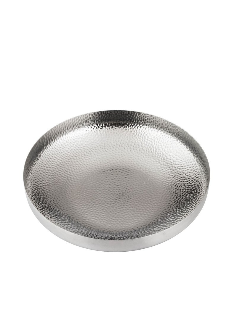 اباريك الصفا صينية أو طبق دائري فضي اللون بتصميم أنيق ومزخرف - Image 3