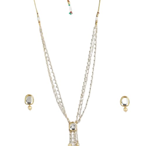 JWELLA Elegant Kundan & Pearl Layered Necklace Set with Earrings | Traditional Indian Jewelry for Women - Image 1