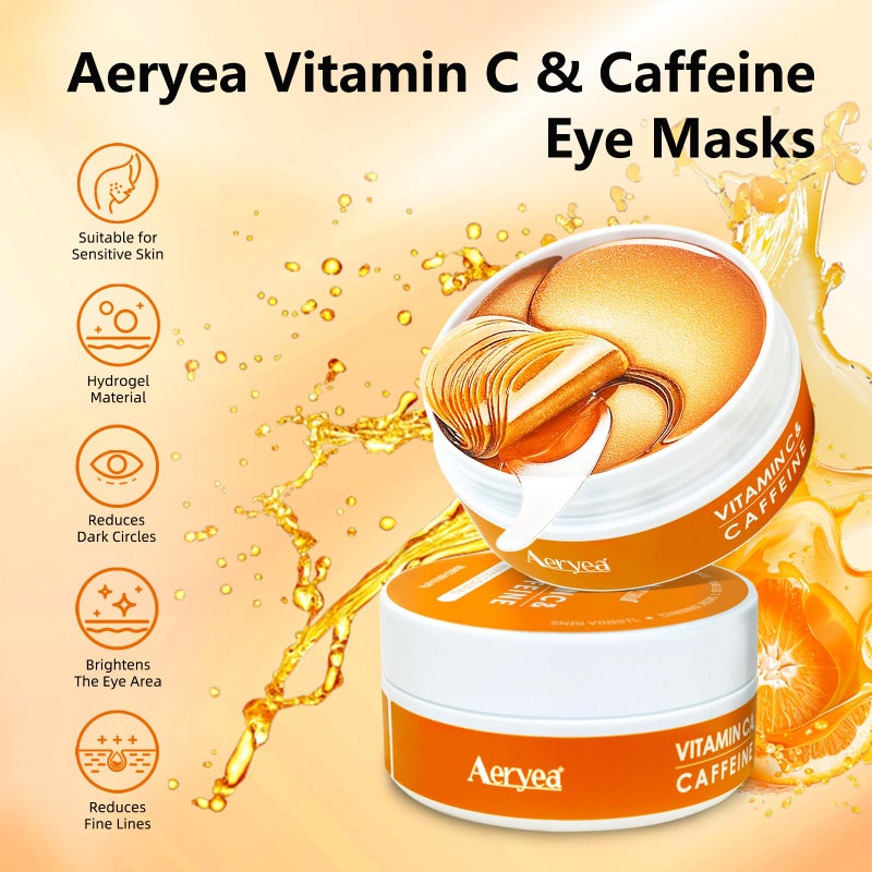 Aeryea Under Eye Patches with Vitamin C & Caffeine 30 Pairs for Dark Circles, Fine Lines and Puffiness, with Niacinamide Hydra-Gel Collagen, Skin Care for Men & Women - Image 2