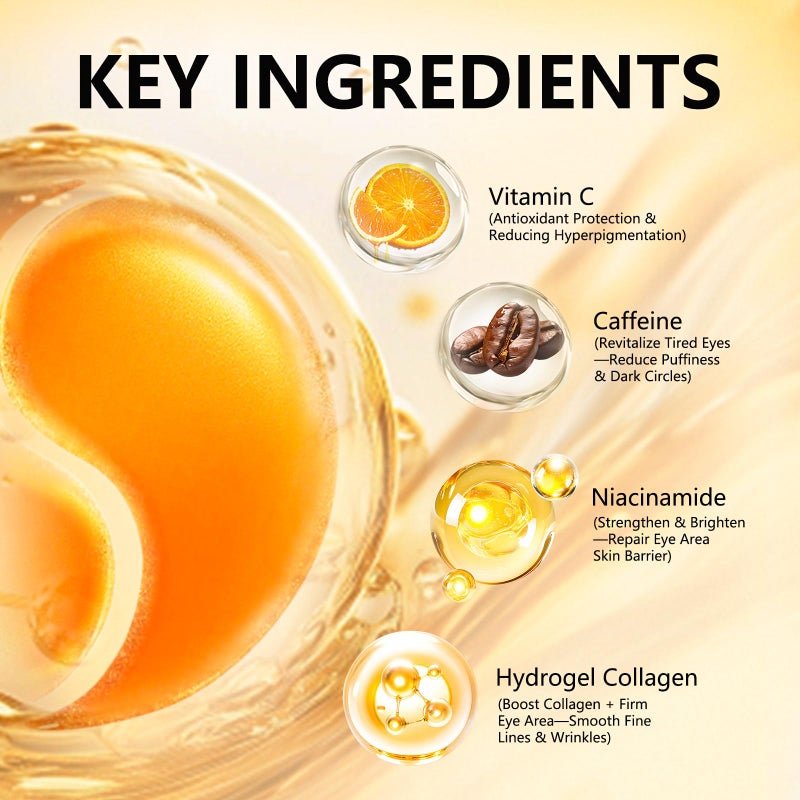 Aeryea Under Eye Patches with Vitamin C & Caffeine 30 Pairs for Dark Circles, Fine Lines and Puffiness, with Niacinamide Hydra-Gel Collagen, Skin Care for Men & Women - Image 3