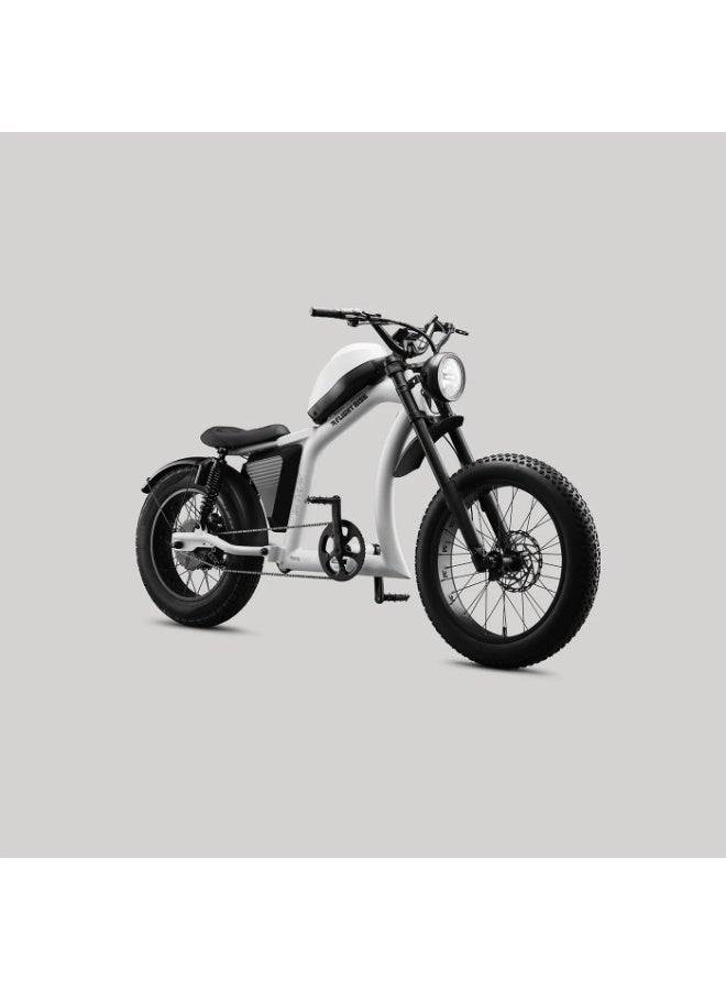 Flight Risk FR666 Electric Bike in White with 1500W Max Power Output, 4-Piston Tektro Hydraulic Disc Brakes, and 20" Rear & 24" Front Tyres, Harley-Inspired Design - Image 2
