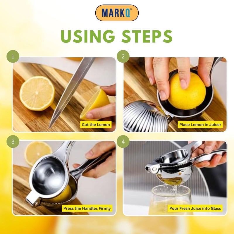 MARKQ Stainless Steel Hand Juicer 6 cm – Manual Lemon & Lime Squeezer, Handheld Citrus Press Juicer for Kitchen | Heavy-Duty Rust-Resistant Metal Lemon Juicer, Dishwasher Safe - Image 2