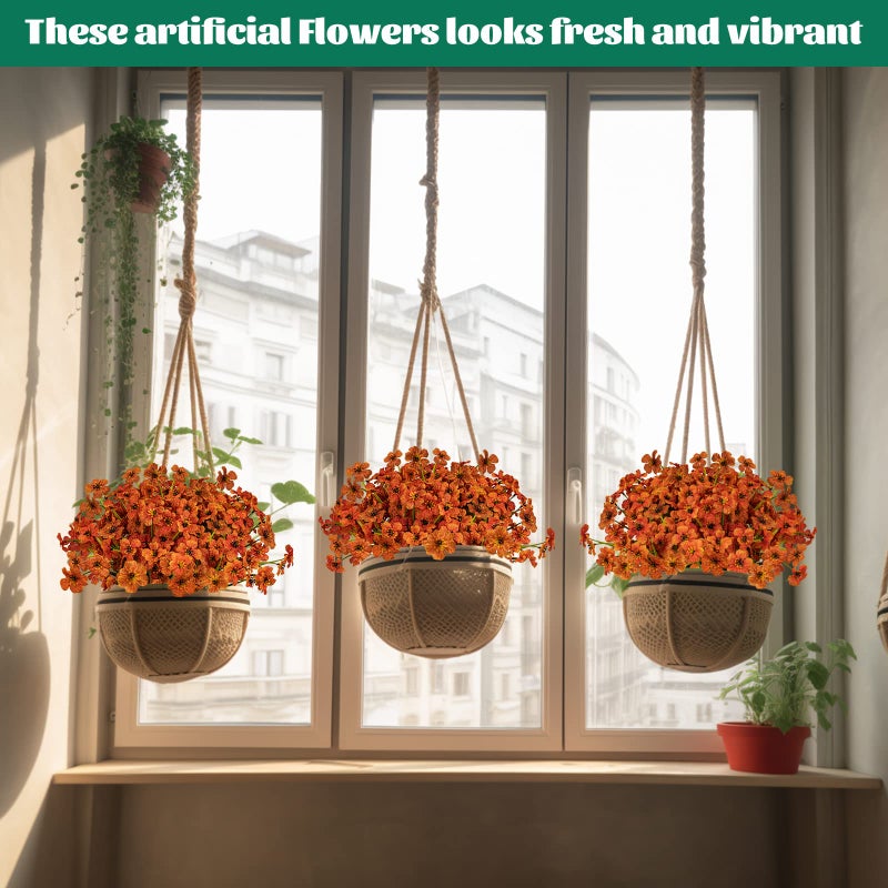 Lnoicy 12 Pcs Artificial Flowers for Outdoor Plastic Flowers Decoration  UV Resistant Faux Flowers Shrubs  Artificial Plants for Indoor Outside Garden Home Wedding Farmhouse(Orange) - Image 4