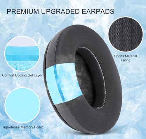 G GVOEARS Cooling Gel Replacement Earpads Cushions for HyperX Cloud/Alpha, Audio Technica M50X/M40X, Turtle Beach Stealth 400/600, Sony MDR 7506 & More - Ear Pads with Memory Foam & Added Thickness & Soft - Image 3
