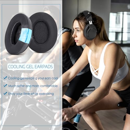 G GVOEARS Cooling Gel Replacement Earpads Cushions for HyperX Cloud/Alpha, Audio Technica M50X/M40X, Turtle Beach Stealth 400/600, Sony MDR 7506 & More - Ear Pads with Memory Foam & Added Thickness & Soft - Image 4