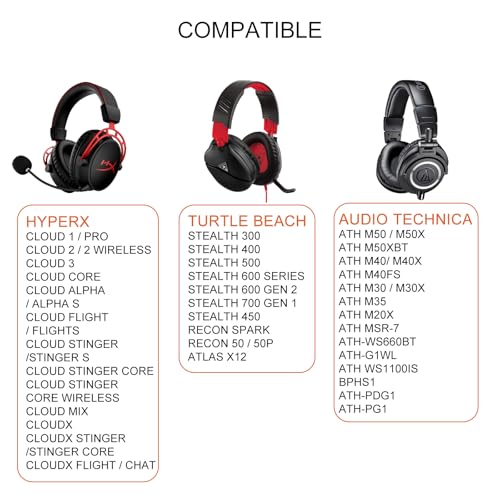 G GVOEARS Cooling Gel Replacement Earpads Cushions for HyperX Cloud/Alpha, Audio Technica M50X/M40X, Turtle Beach Stealth 400/600, Sony MDR 7506 & More - Ear Pads with Memory Foam & Added Thickness & Soft - Image 2