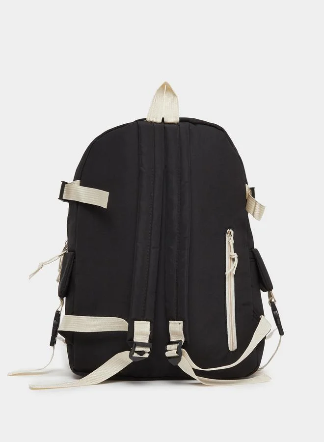 Styli Styli Girls Black Buckled Pocket Backpack