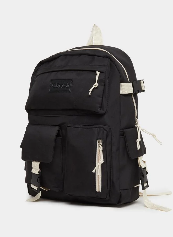 Styli Styli Girls Black Buckled Pocket Backpack