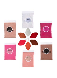 Lip Gloss Pigment Powder Natural Lip Dye 5 Colors x 10G and White Metallic Shimmer Pearl Glitter Pigment Powder for Lip Gloss Lipstick Eyeshadow Cosmetic Grade Lip Gloss Color Pigment