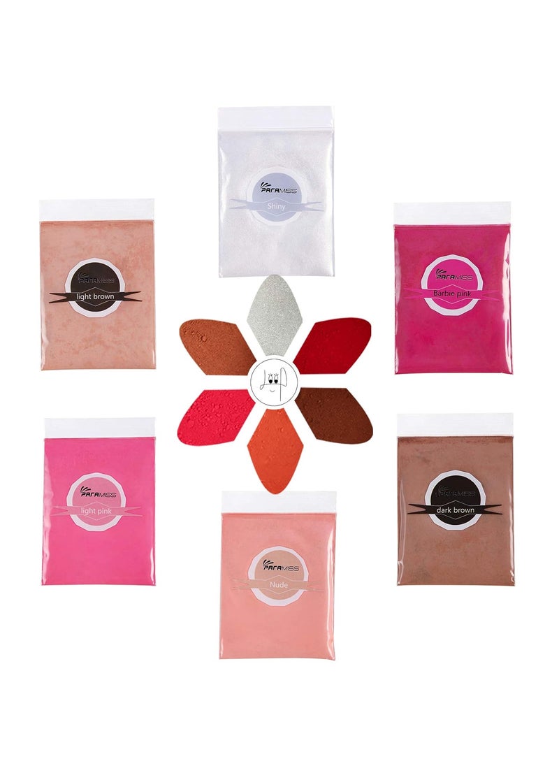 PARAMISS - Lip Gloss Pigment Powder Natural Lip Dye 5 Colors x 10G and White Metallic Shimmer Pearl Glitter Pigment Powder for Lip Gloss Lipstick Eyeshadow Cosmetic Grade Lip Gloss Color Pigment - Image 1