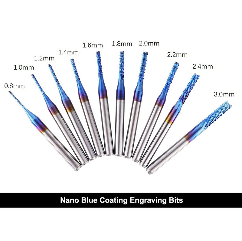 FoxAlien 1/8” Shank CNC Router Bits Kit for All Purpose, Triangular Engraving Bits, Spiral End Mills, 2-Flute Flat Nose and Ball Nose End Mills Cutter for Milling Machine Wood Plastics PVC Engraving - Image 4