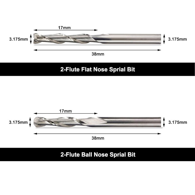 FoxAlien 1/8” Shank CNC Router Bits Kit for All Purpose, Triangular Engraving Bits, Spiral End Mills, 2-Flute Flat Nose and Ball Nose End Mills Cutter for Milling Machine Wood Plastics PVC Engraving - Image 3