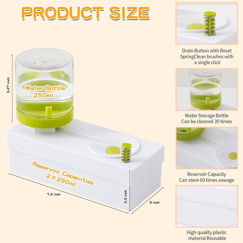 NAITIK CREATION منظف فرشاة الطلاء من نايتيك كريشن مع إعادة تعبئة تلقائية، زر تدفق وخزان ماء لتنظيف فرش الطلاء المائي، متعدد الألوان - Image 4