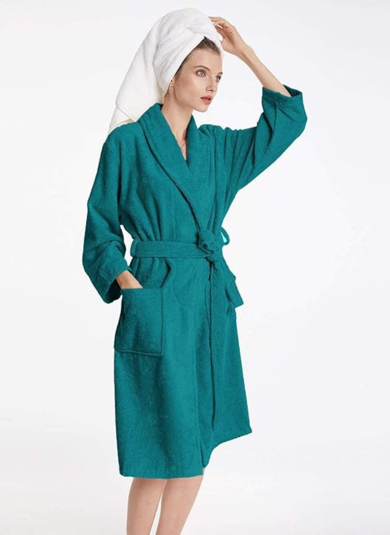 Blueberry - Peacock Green Colour Plush And Absorbent Unisex  Bathrobe XXL Size - Image 1