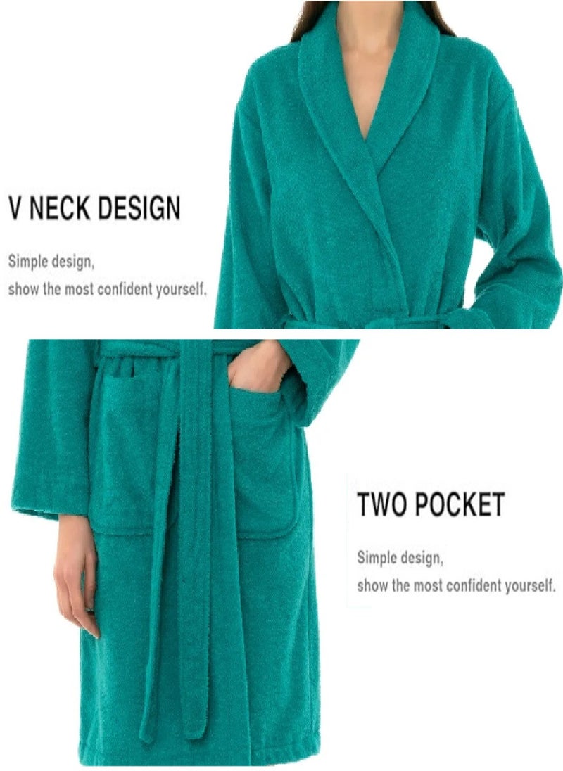 Blueberry - Peacock Green Colour Plush And Absorbent Unisex  Bathrobe XXL Size - Image 1