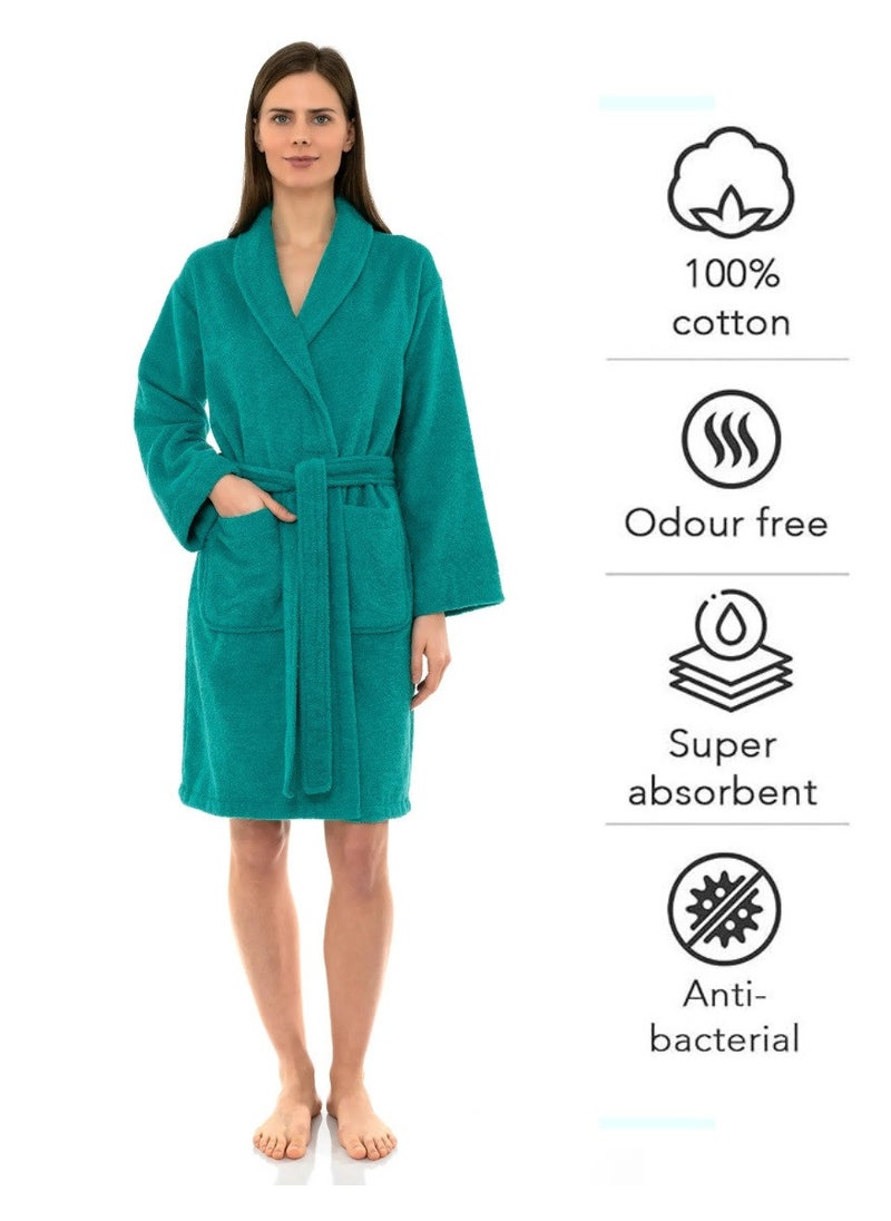 Blueberry - Peacock Green Colour Plush And Absorbent Unisex  Bathrobe XXL Size - Image 1