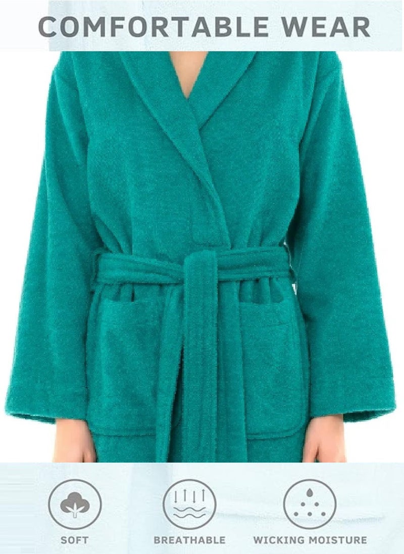 Blueberry - Peacock Green Colour Plush And Absorbent Unisex  Bathrobe XXL Size - Image 1