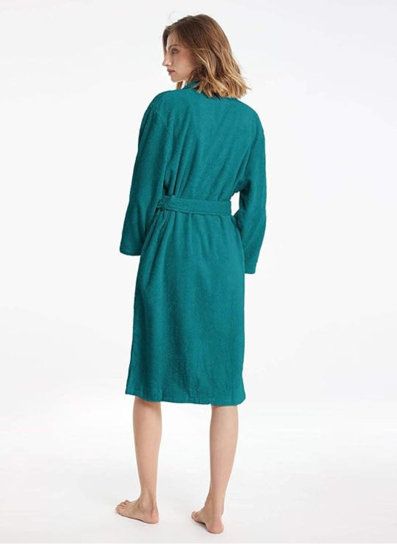 Blueberry - Peacock Green Colour Plush And Absorbent Unisex  Bathrobe XXL Size - Image 1