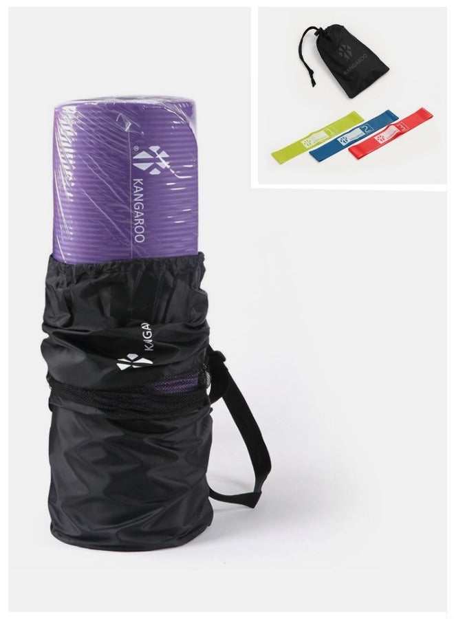 كانجرو مجموعة فرشة التمارين سمك 15 ملي بنفسجي مع رباط مقاومة ثلاثي