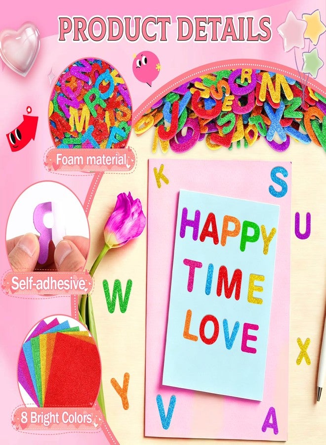 Natonhi 546Pcs Glitter Foam Letter Stickers, 3 Size 7 Colors 3D Self-Adhesive EVA ABC Alphabet Stickers for Kids Crafts, School Projects, Scrapbooking, Card Making and Party Decorations - Image 4